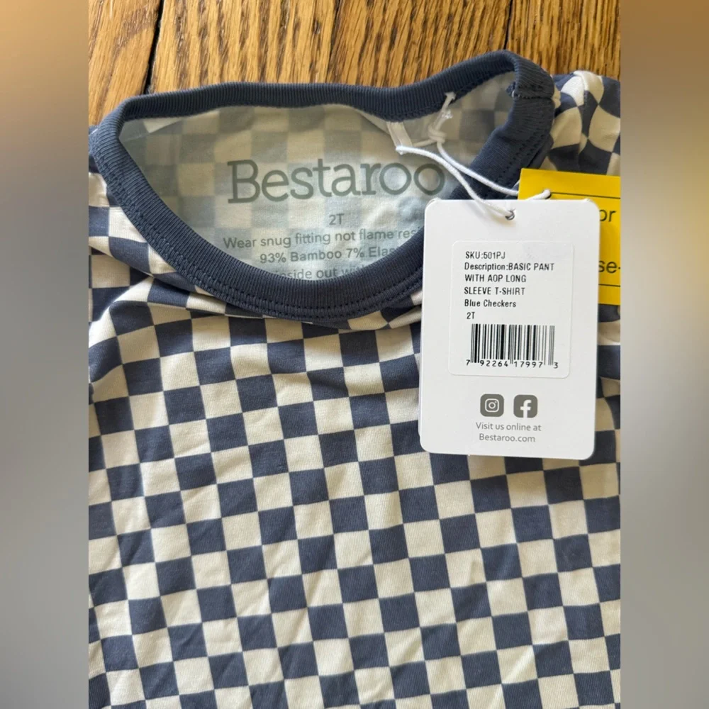 Bestaroo Blue Checkered Kids Pajamas - Size 2